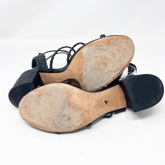 SCHUTZ ROSALIA BLACK BRAIDED STRAPPY BLOCK HEEL SANDALS WOMENS SZ 10 - Picture 7 of 7